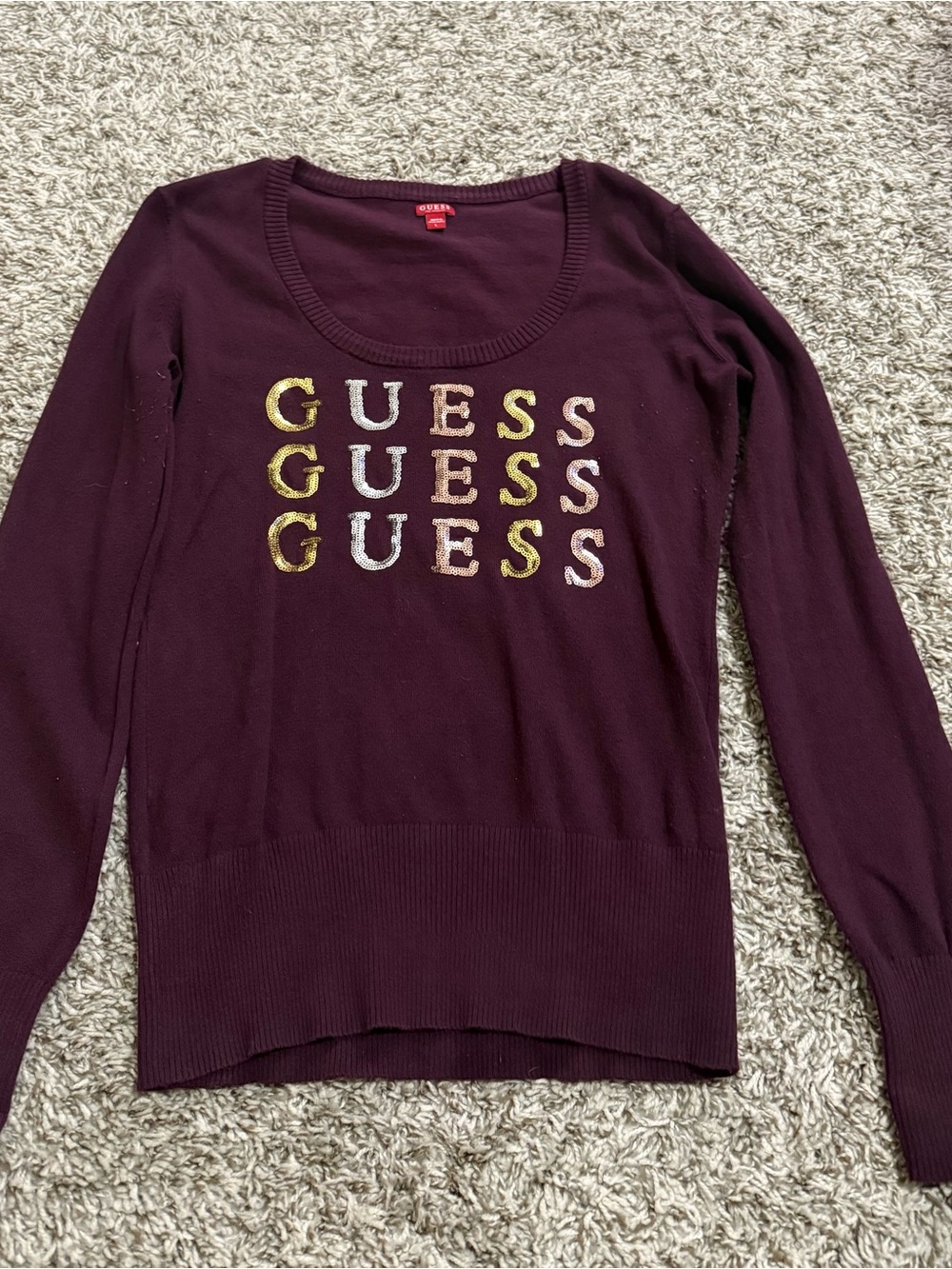 GUESS Long Sleeve Logo Sweater